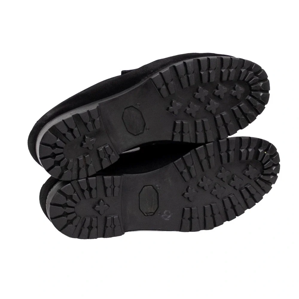 Gucci Mens Black Suede Horsebit Lug Sole Loafers Size UK 10 D Made in Italy